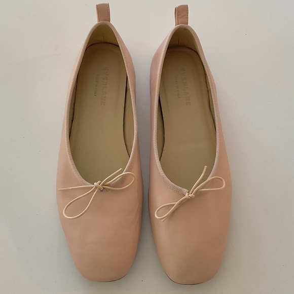 EVERLANE Italy The Day Ballet Napa Leather Light Pink Bow Size 7.5 - Picture 1 of 10